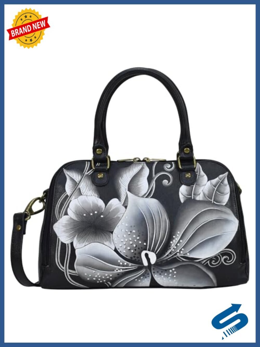 Hand-painted Genuine Leather Wide Organizer Satchel